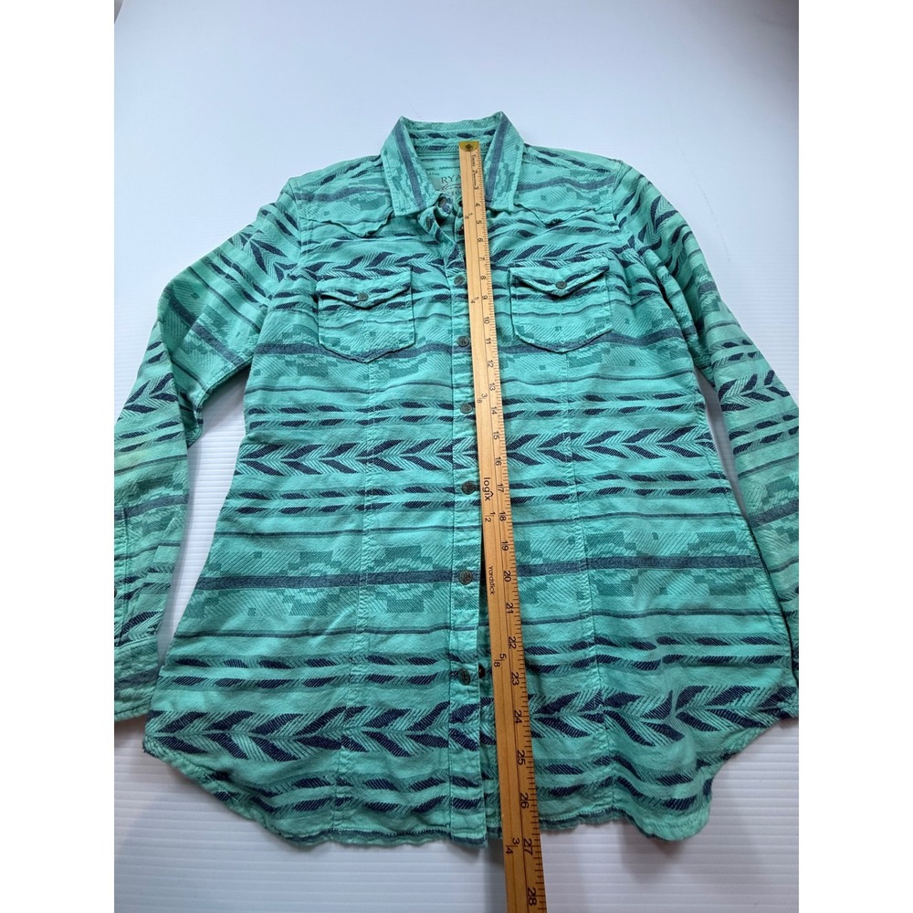 Ryan Michael Womens Mint Green Southwestern Western Button Up Shirt Size M - Picture 3 of 9